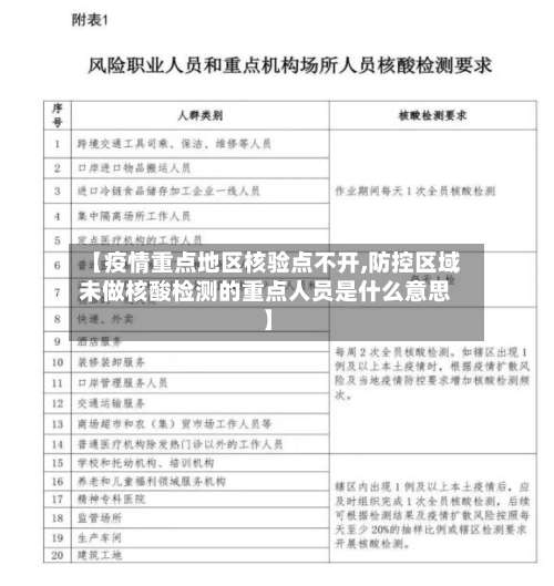 【疫情重点地区核验点不开,防控区域未做核酸检测的重点人员是什么意思】-第1张图片